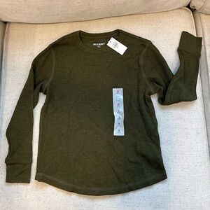 Boys Old Navy Olive Green Long Sleeve Thermal Knit Shirt Size Small